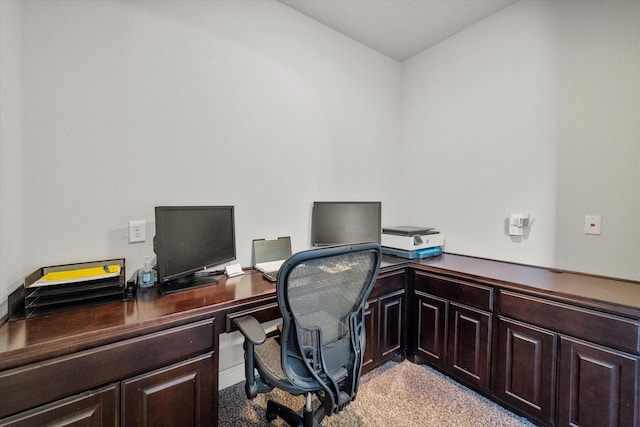 home office with light carpet