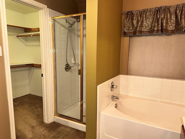 bathroom with plus walk in shower