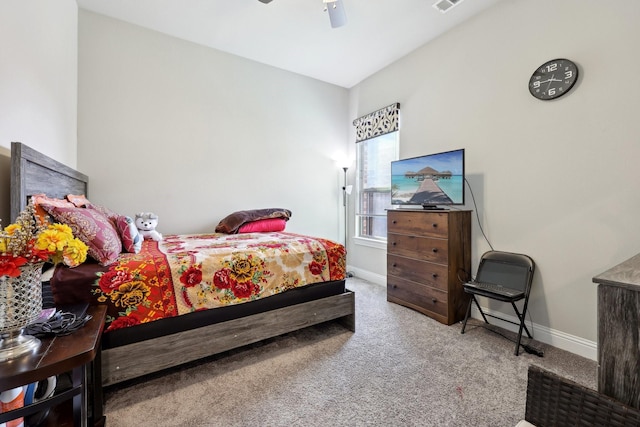 bedroom with carpet and ceiling fan