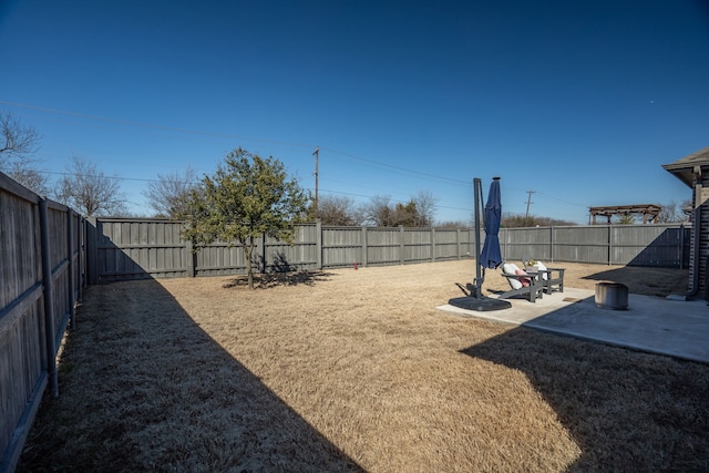 view of yard with a patio area