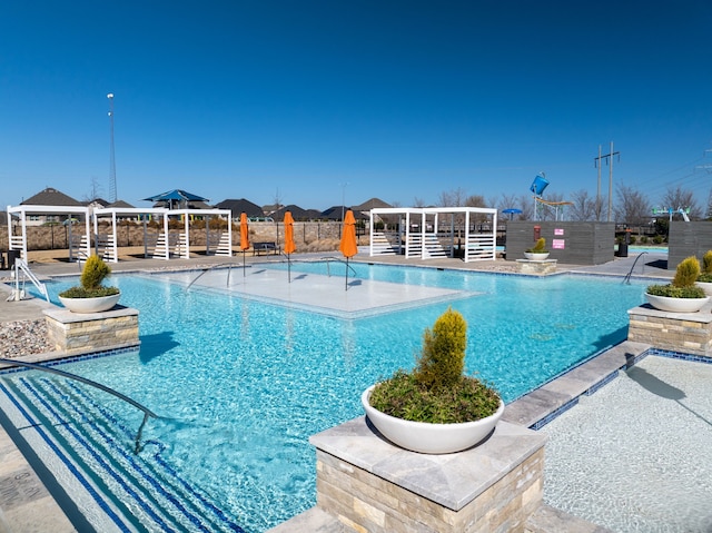 view of pool featuring a gazebo