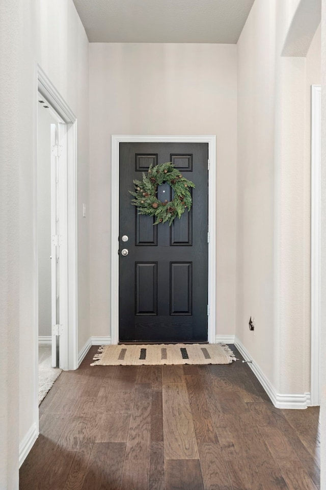 entrance foyer with dark hardwood / wood-style floors