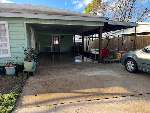 view of parking with a carport