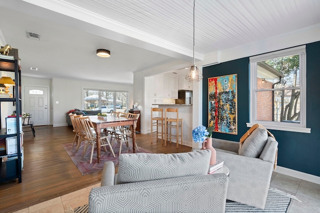 living room with light hardwood / wood-style floors