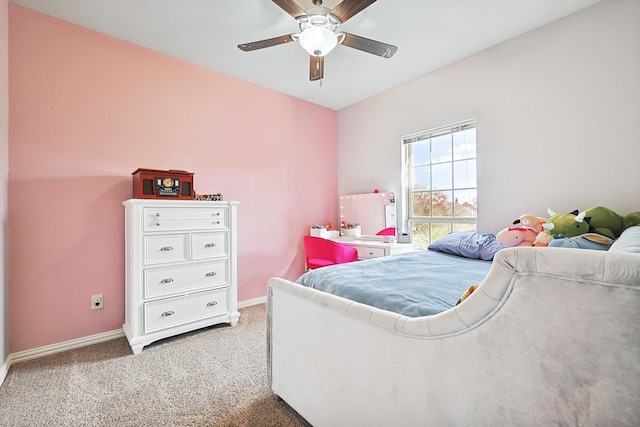 bedroom featuring ceiling fan and carpet flooring