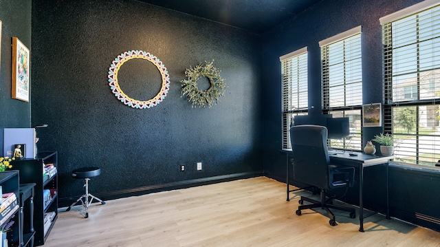 office area featuring light hardwood / wood-style flooring and a wealth of natural light