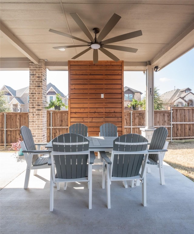 view of patio / terrace featuring ceiling fan