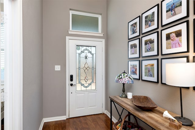 entrance foyer featuring dark hardwood / wood-style floors