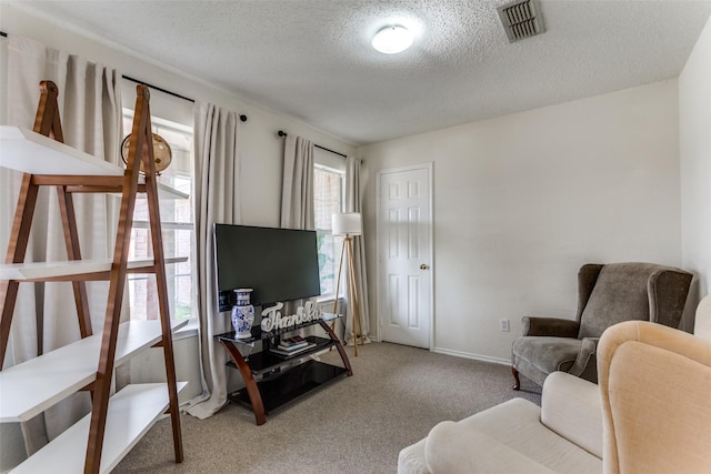 3956 Silver Springs Dr, Fort Worth, TX 76123 - living room featuring carpet floors, a textured ceiling, and baseboards