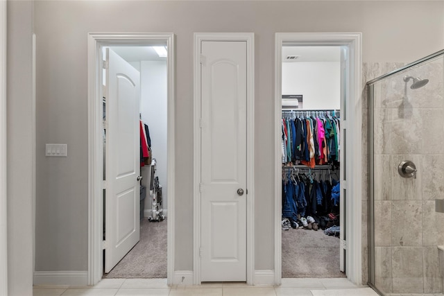 interior space featuring light tile patterned flooring