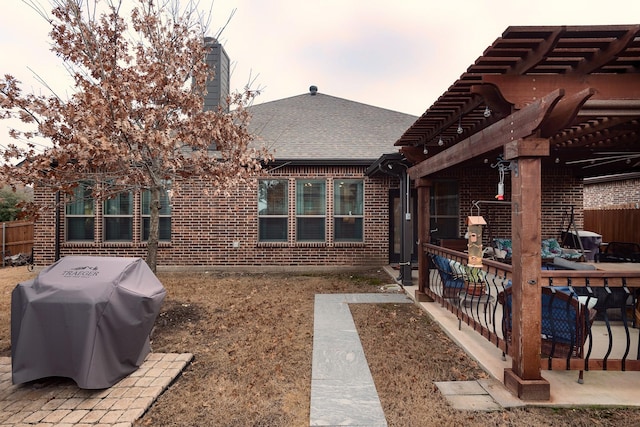 exterior space with a pergola