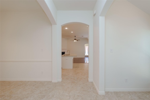 hallway with sink