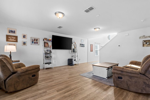 living room featuring light hardwood / wood-style floors