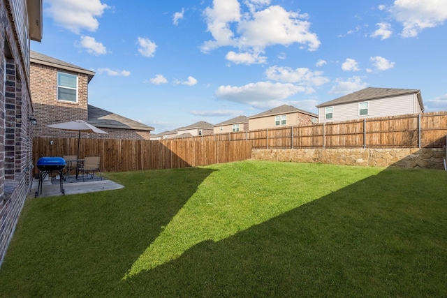 view of yard with a patio area