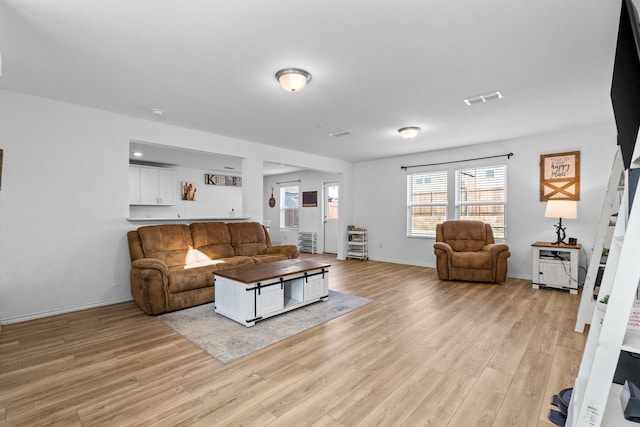 living room featuring light hardwood / wood-style floors