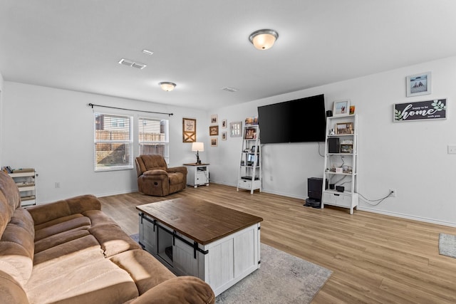 living room featuring light hardwood / wood-style flooring