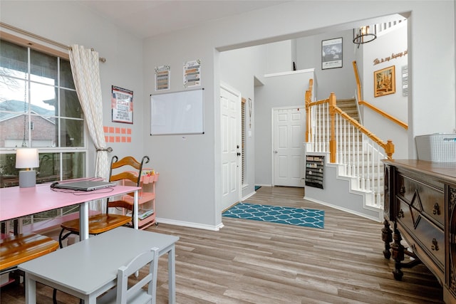 foyer with light hardwood / wood-style flooring