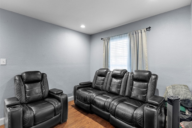 cinema room featuring wood-type flooring