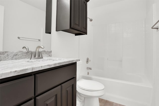 full bathroom featuring toilet, bathtub / shower combination, and vanity