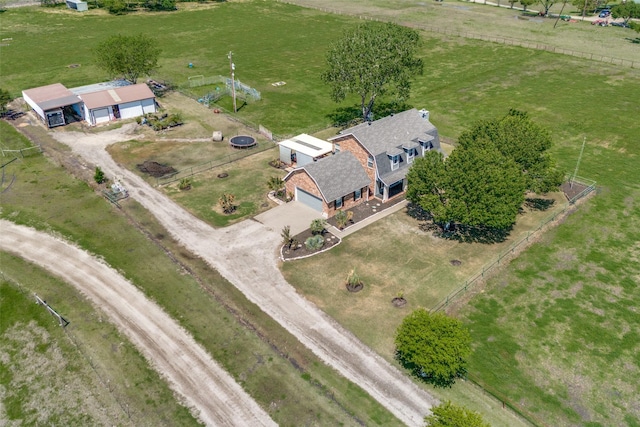 aerial view featuring a rural view