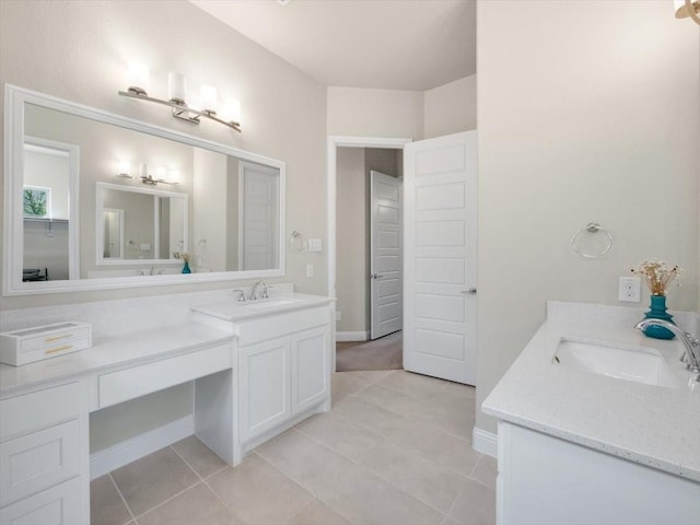 bathroom with tile patterned floors and vanity