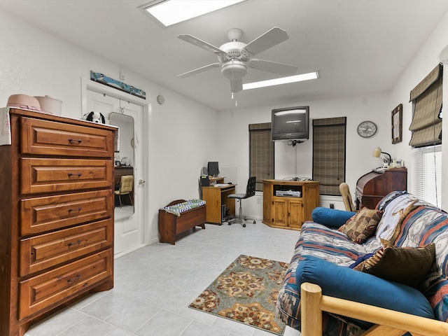 living room with ceiling fan