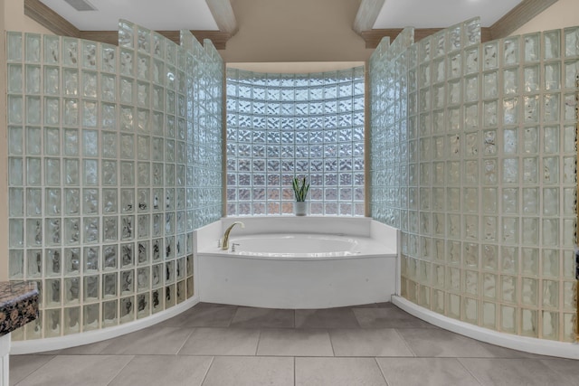 bathroom with tile patterned floors and separate shower and tub