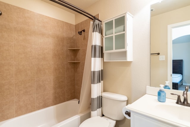 full bathroom featuring vanity, toilet, and shower / bath combo