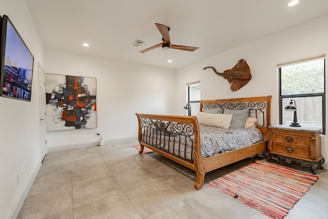 bedroom featuring ceiling fan