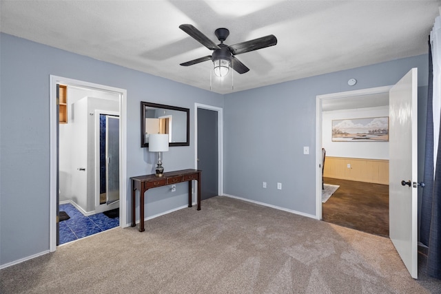 bedroom featuring carpet floors and ceiling fan