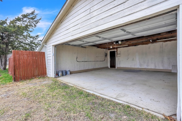 garage with a garage door opener