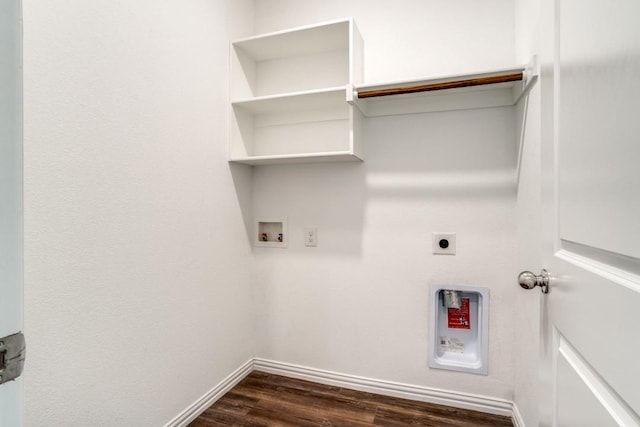 laundry room featuring dark hardwood / wood-style flooring, hookup for a washing machine, and hookup for an electric dryer