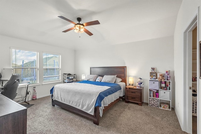 bedroom with carpet floors and ceiling fan