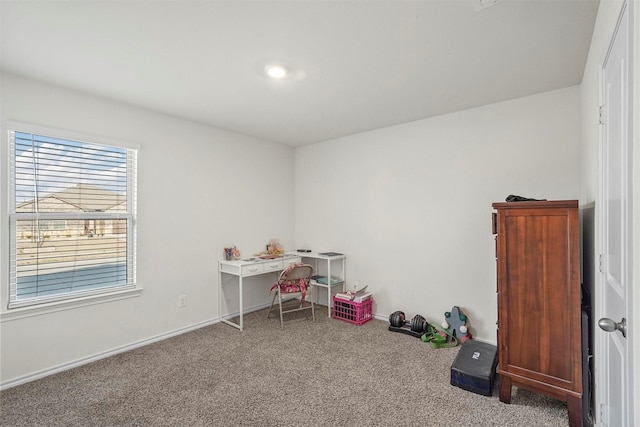 view of carpeted office space