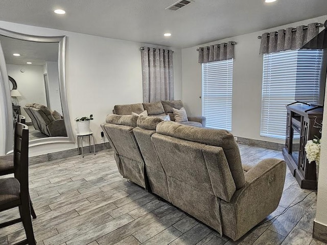 living room featuring light hardwood / wood-style floors