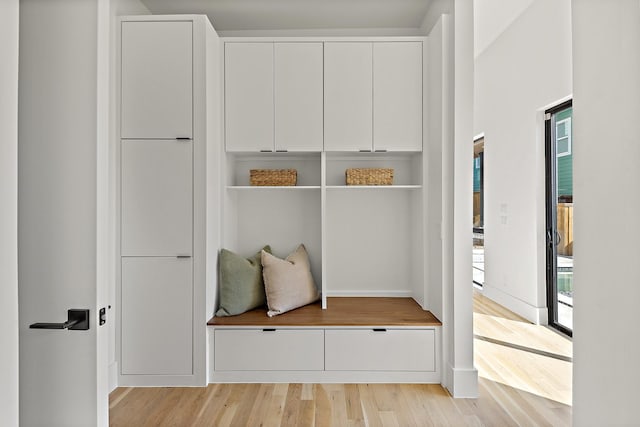 mudroom featuring light wood-type flooring