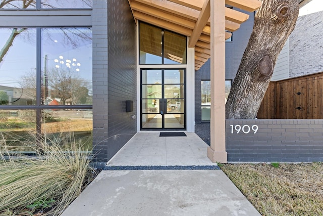 view of exterior entry with french doors