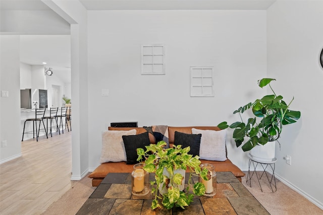 living room featuring light hardwood / wood-style floors