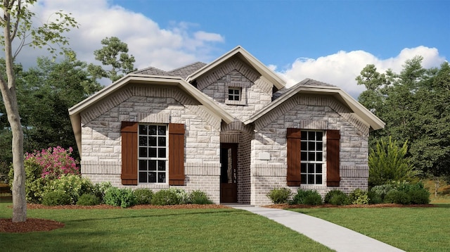 view of front of property featuring a front lawn