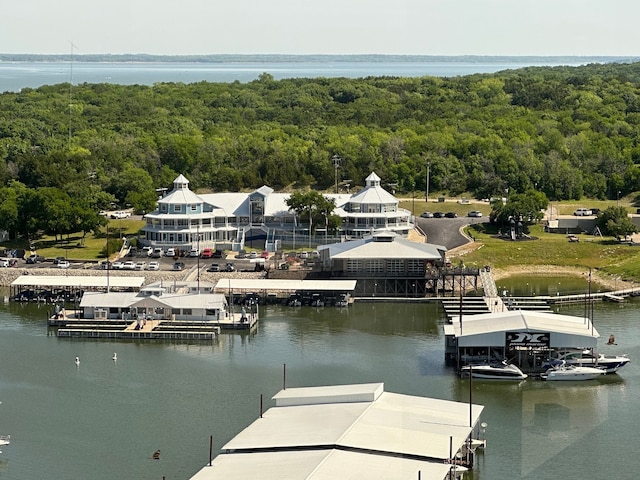 dock area featuring a water view