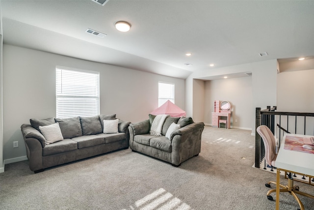 living room with carpet floors