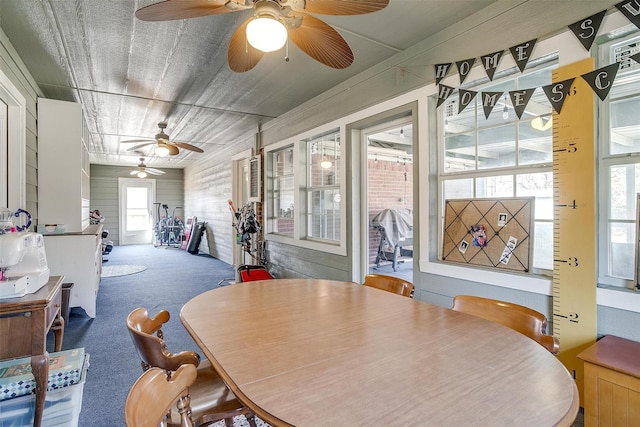 dining room featuring carpet