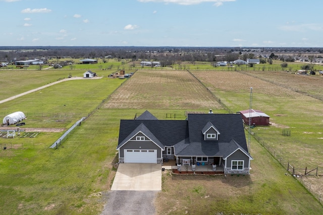 bird's eye view with a rural view