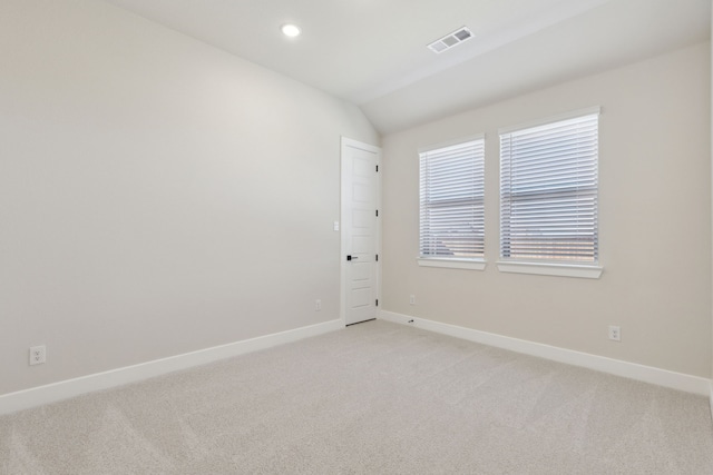 120 Bristol Ln, Azle, TX 76020 - unfurnished room with light colored carpet, lofted ceiling, and recessed lighting