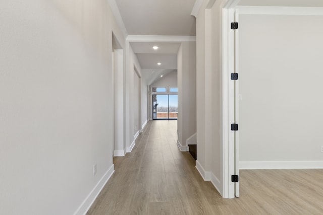 120 Bristol Ln, Azle, TX 76020 - corridor with wood finished floors, recessed lighting, and lofted ceiling