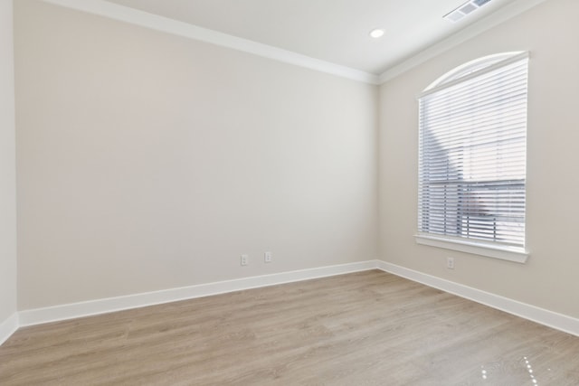 120 Bristol Ln, Azle, TX 76020 - empty room with ornamental molding, light wood-type flooring, and recessed lighting