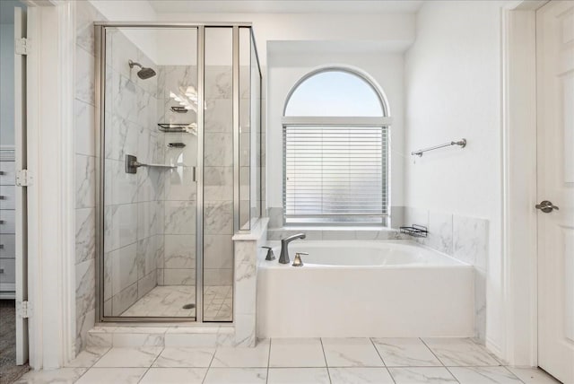 bathroom with independent shower and bath