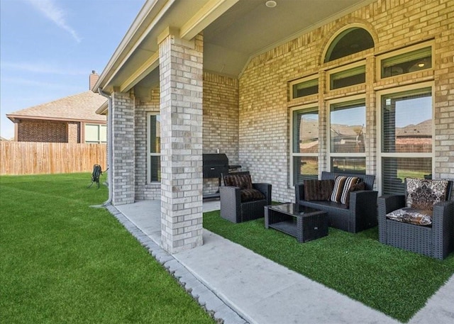 view of patio featuring grilling area and outdoor lounge area