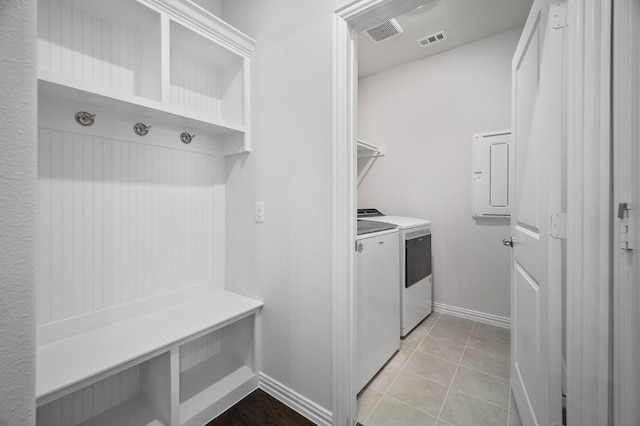 3244 Cross Shore Dr, Anna, TX 75409 - washroom with washer and dryer, laundry area, light tile patterned floors, and visible vents
