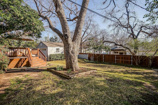 view of yard featuring a deck